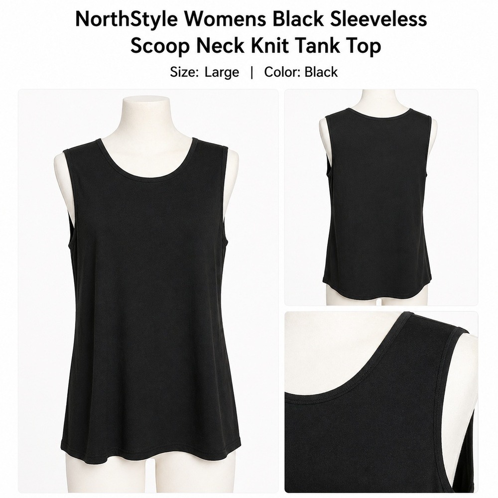 NorthStyle Womens Black Sleeveless Scoop Neck Knit Tank Top Large NWOT